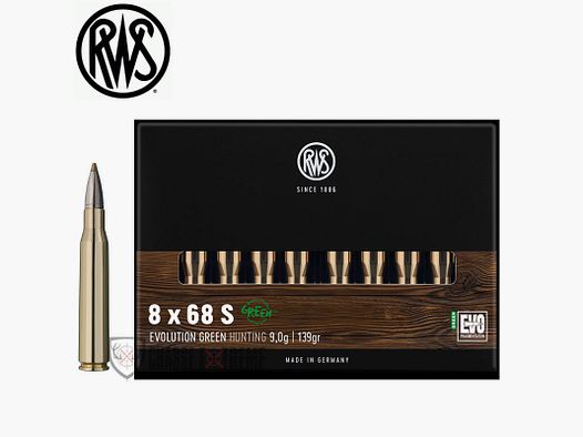 20 Munitions RWS cal 8X68S 139gr Evo Green