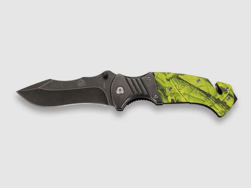PUMA TEC Einhand-Rettungsmesser, Camo / grün