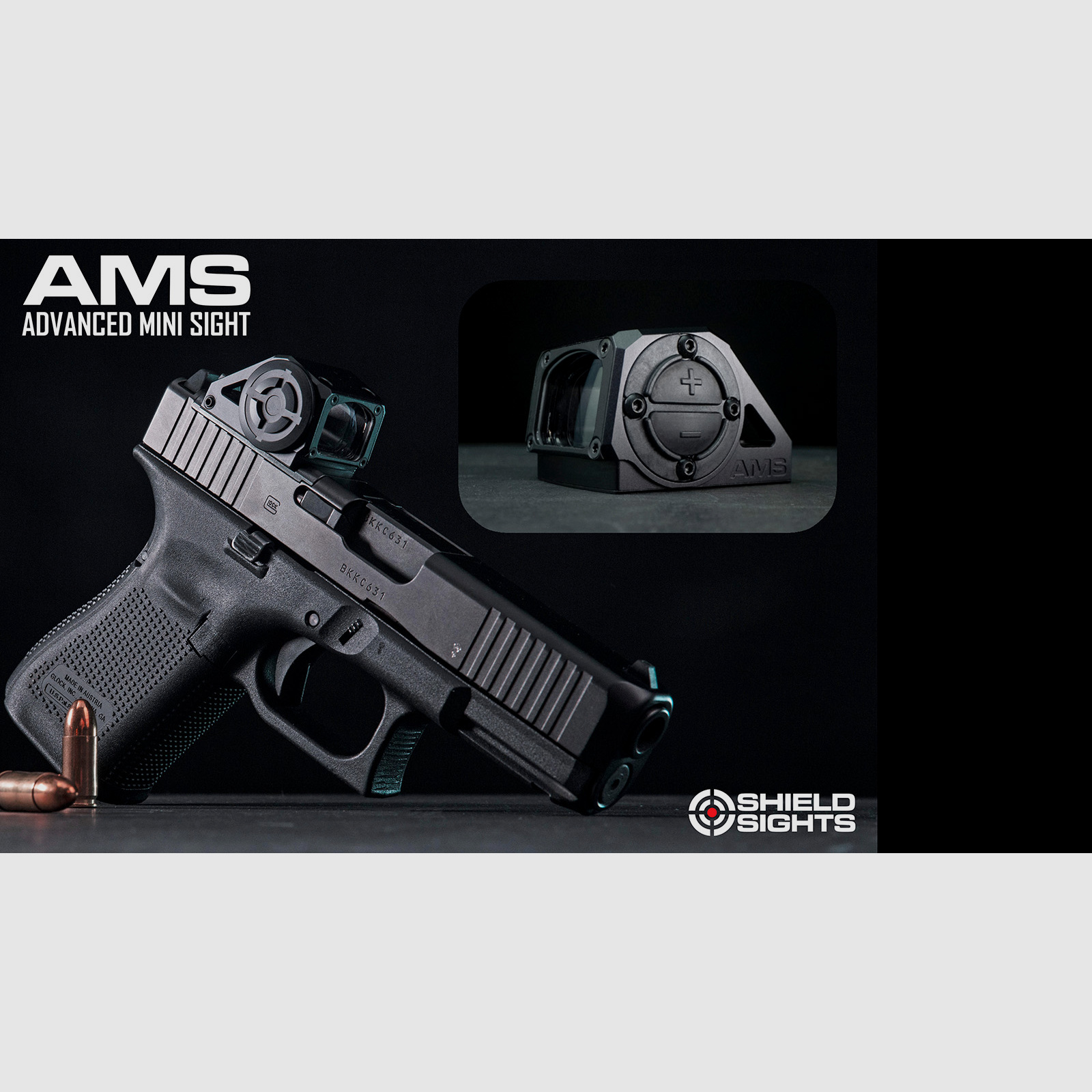 SHIELD Advanced Mini Sight Multi Reticle (AMS-MR) Rotpunktvisier – 6 umschaltbare Absehen – Mattschwarz