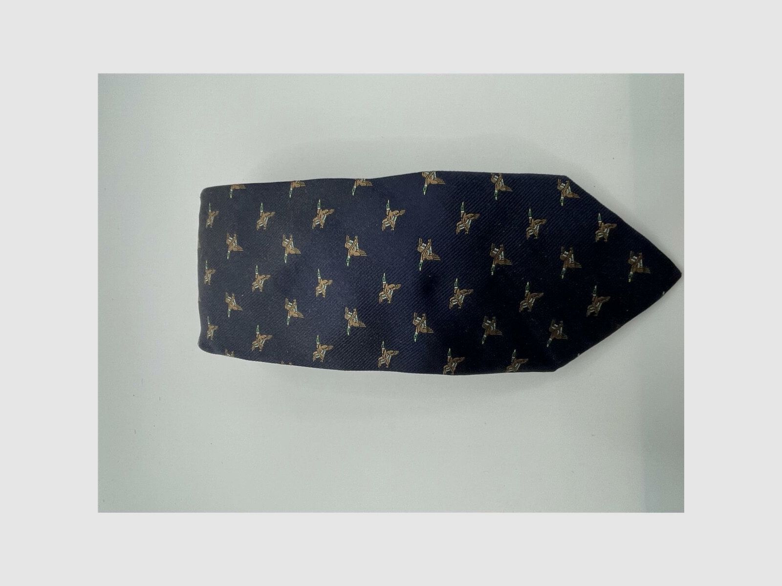 Robert Keyte cravate 100% soie bleue motif canard