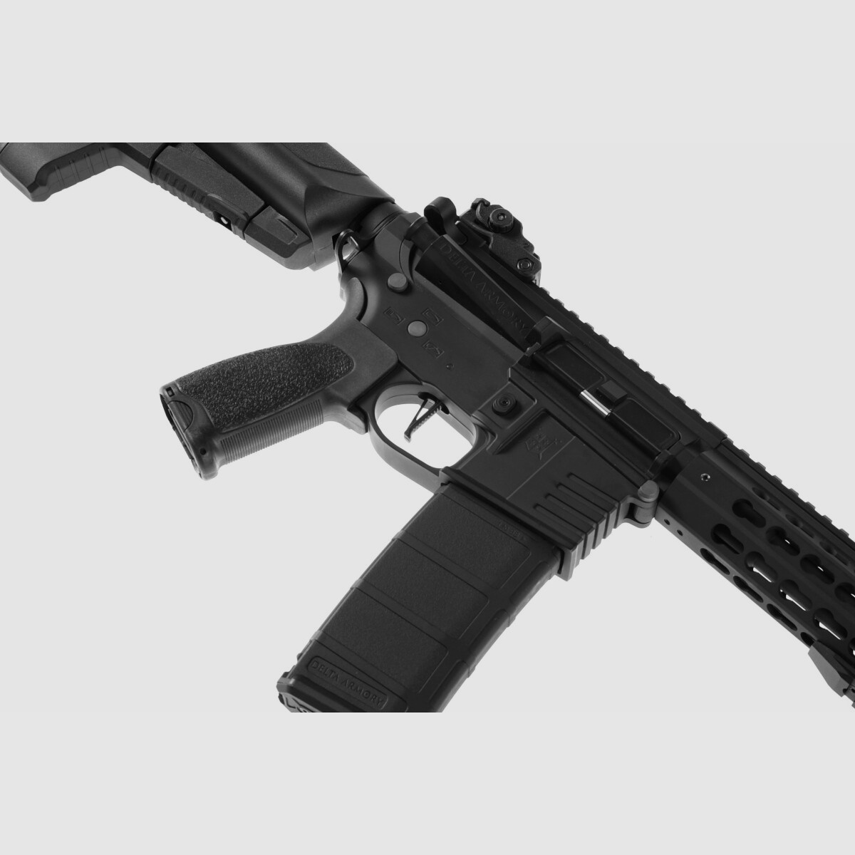 AR15 KeyMod 10 Zoll ALPHA EAGLE ETU Schwarz S-AEG Softair Gewehr Frei ab 18 Jahren | Delta Armory