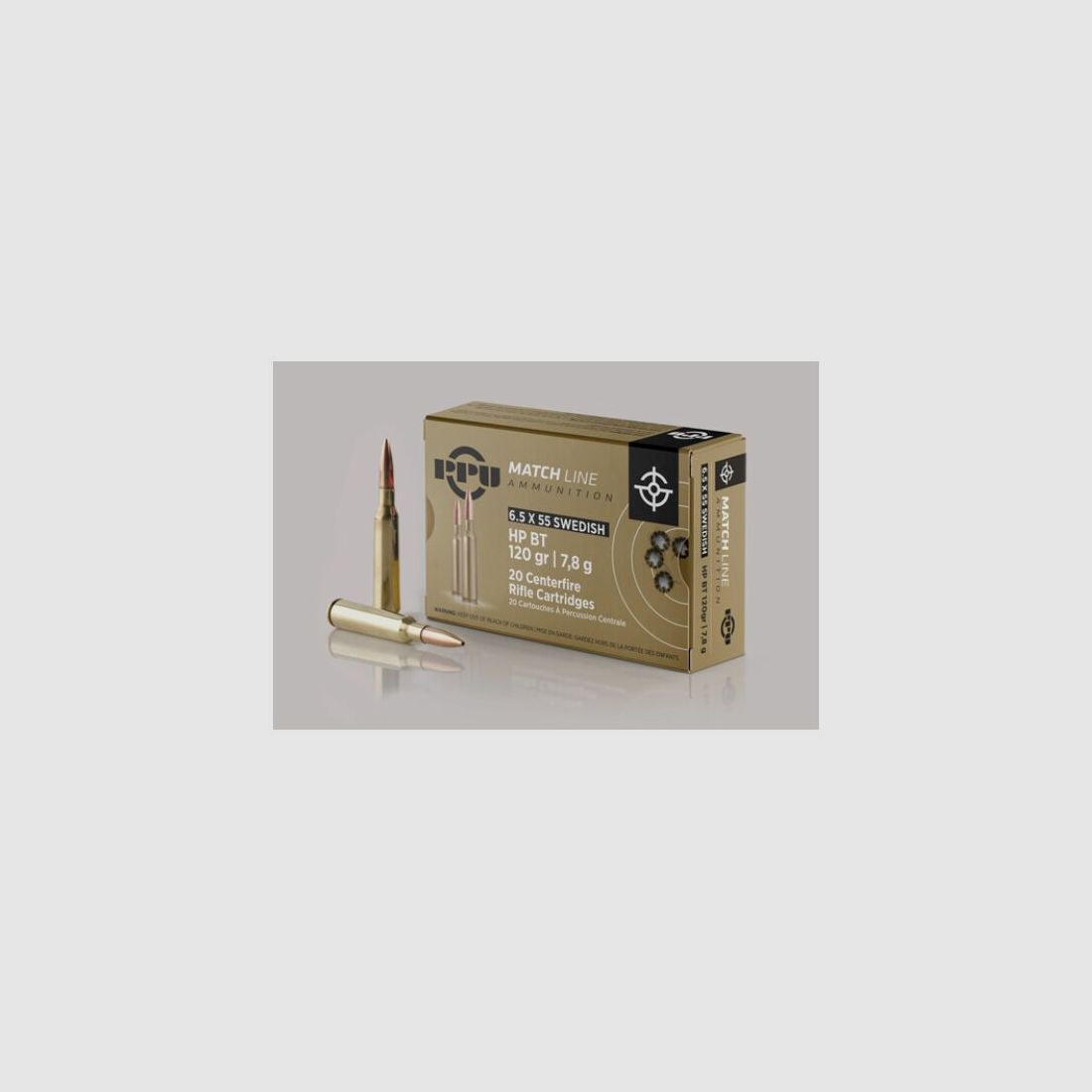 PPU Munizione PPU Matchline 6,5x55 Svedese - HP BT, 120grs / 7,8g, 20x in scatola