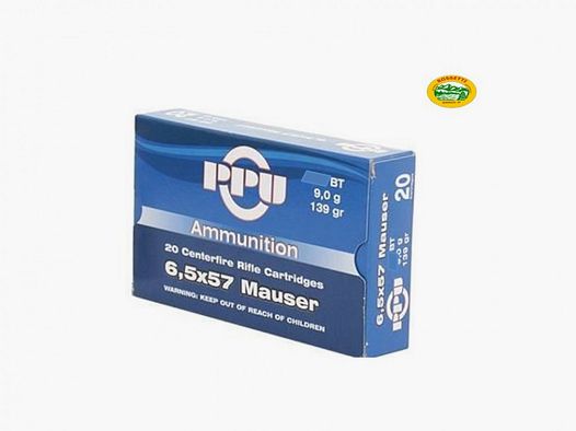 PPU PRIVI PARZIZAN municiones cal. 6,5 x57 Mauser 139 gr. FMJ BT