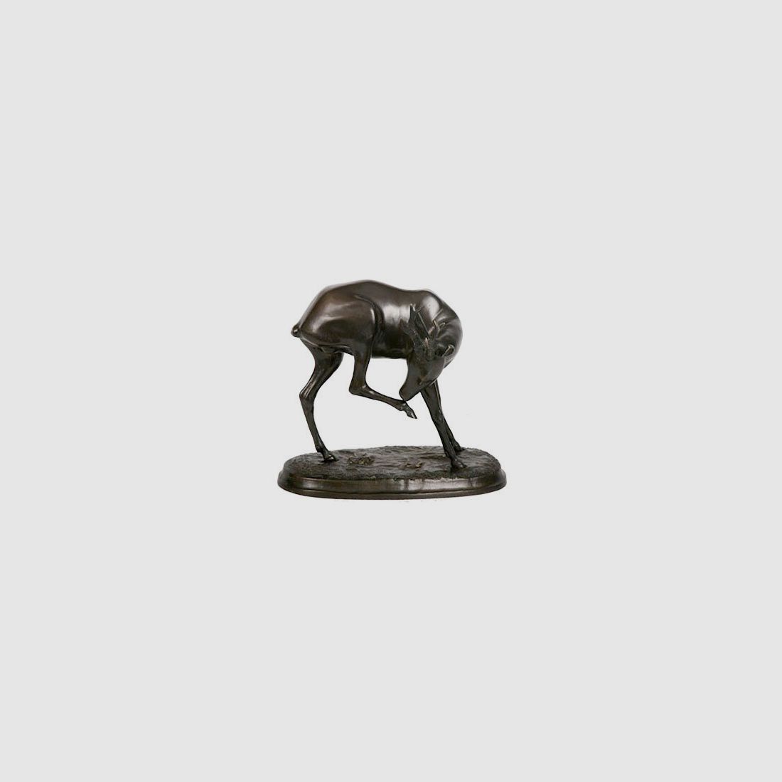 Lovergreen Bronzestatue Motiv Reh mit angehobener Schale