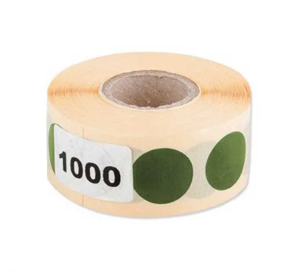 Groene schietschijfstickers – diameter 20 mm (1000 stuks)