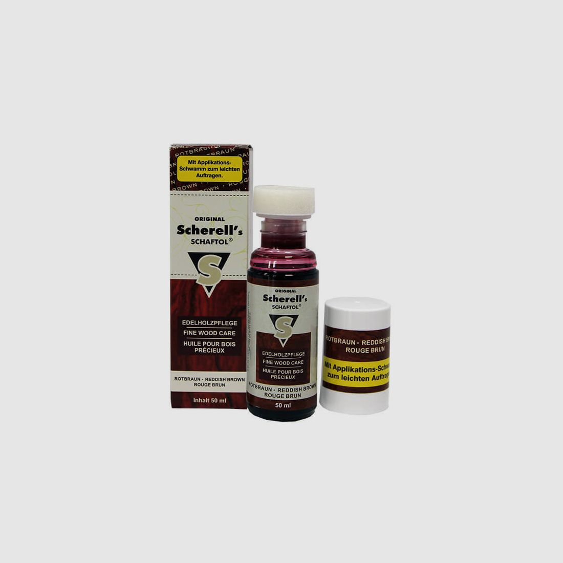 Scherell's Schaftol Rotbraun, 50ml mit Applikationsschwamm