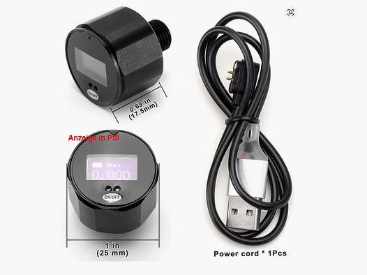 2x digital pressure gauge 25mm (M8, 4500 PSI / 310 Bar) | NEW | for example for HP Max