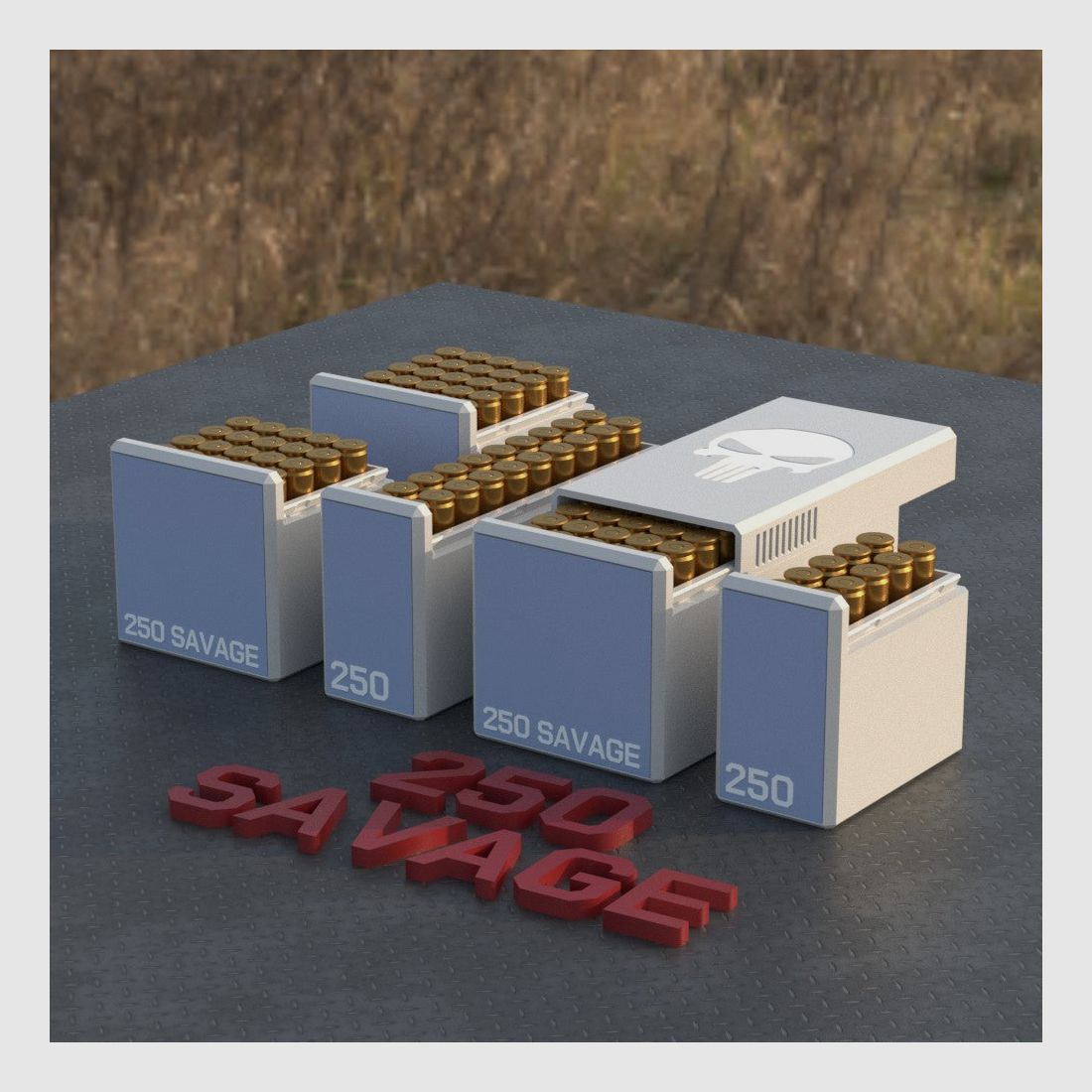 Filamelt Munitionsbox / Ammo Box .250 Savage – Patronenbox für 50 Schuss, Made in Germany