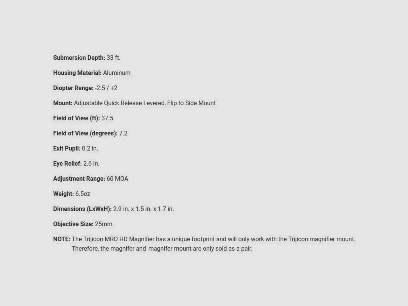 Trijicon MRO HD Ingranditore 3x25mm Nero