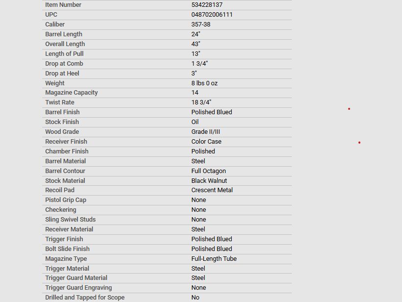 Winchester 1873 Sporter Octagon Pistol Grip Color Case Hardened 24" In Stock