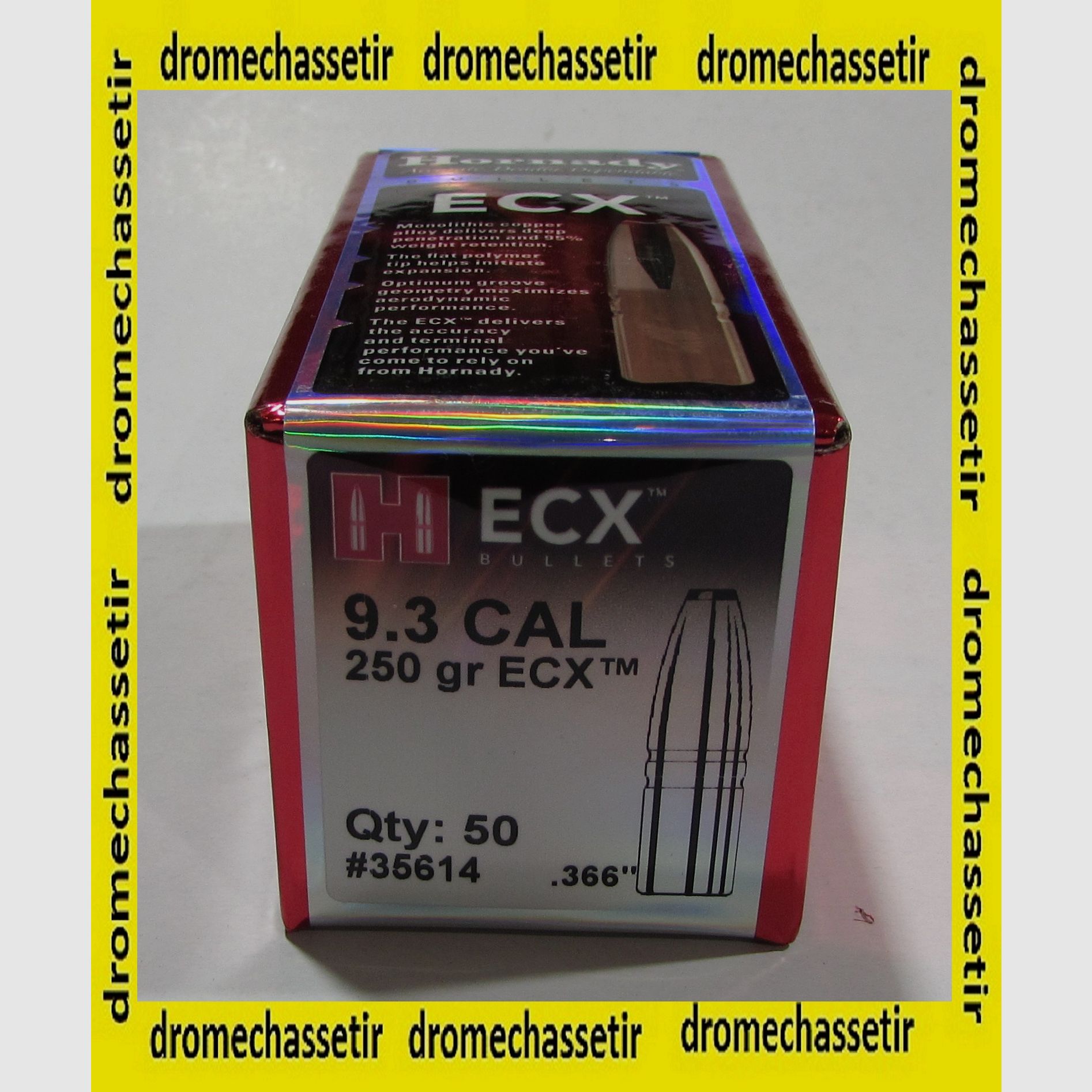 50 Geschosse Hornady ECX Kal. 9,3 Gewicht 250 Grain Ref. 35614