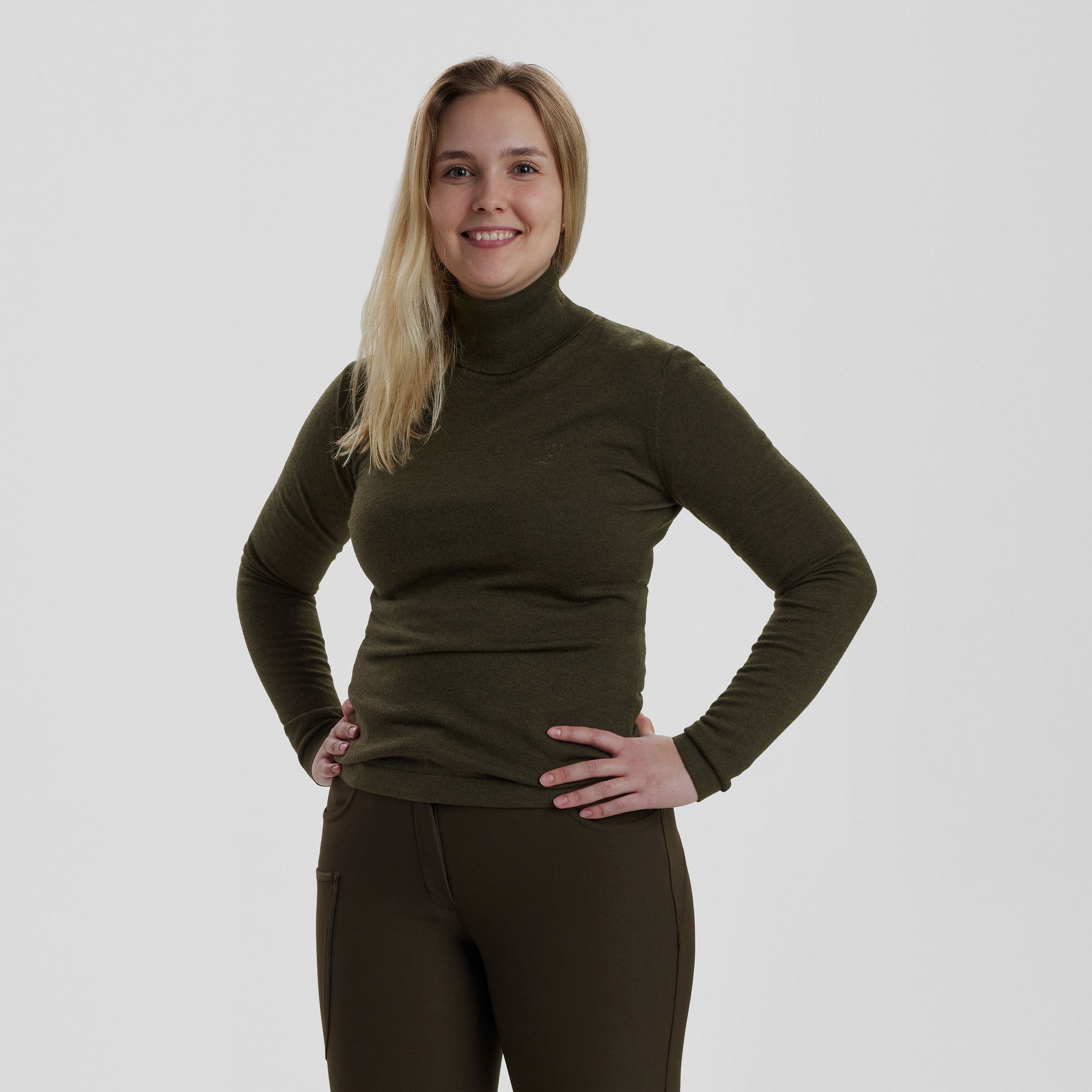 Lady Darlington Rollkragen - Green Melange – Kleidergröße Damen: 42