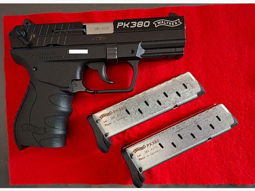 Walther PK380 black, 9 mm short, with spare magazine + paddle holster