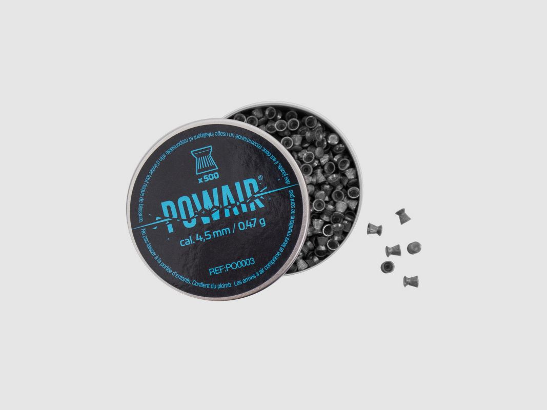Lot de 10 Boîtes de 500 Plombs Plats Powair Cal.4.5, image 1 sur 2