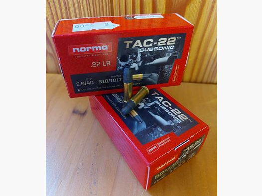 AMMUNITION FOR RIFLED WEAPON NORMA TAC 22 CAL 22 LR 40 GR