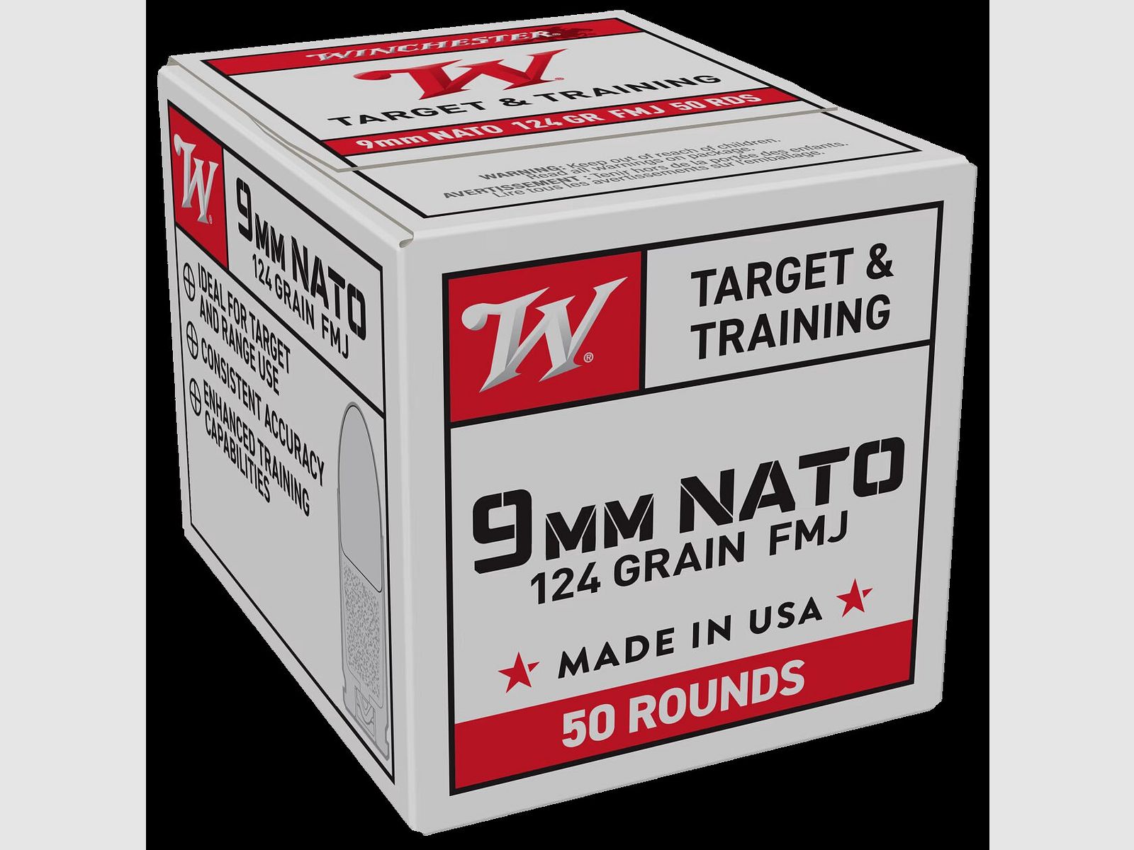 WINCHESTER Munitions FMJ CALIBRE 9 mm Luger / 9 x 19 / 9 mm para 124 GRS X 500, image 3 sur 4