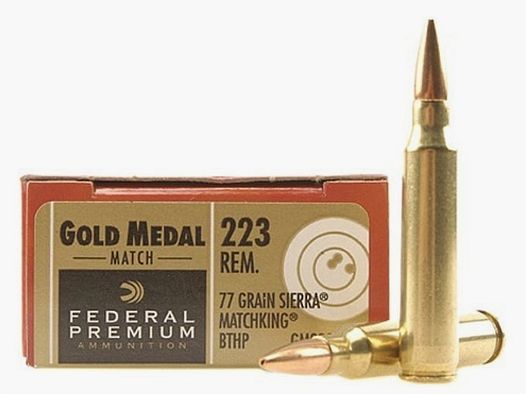 Federal Premium Gold Medal Sierra MatchKing .223 Rem. 77GR BTHP 20 cartouches