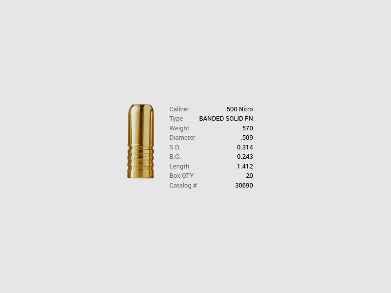 Barnes Geschoss .509 / 12,90mm 570GR Banded Solid 20 Stück