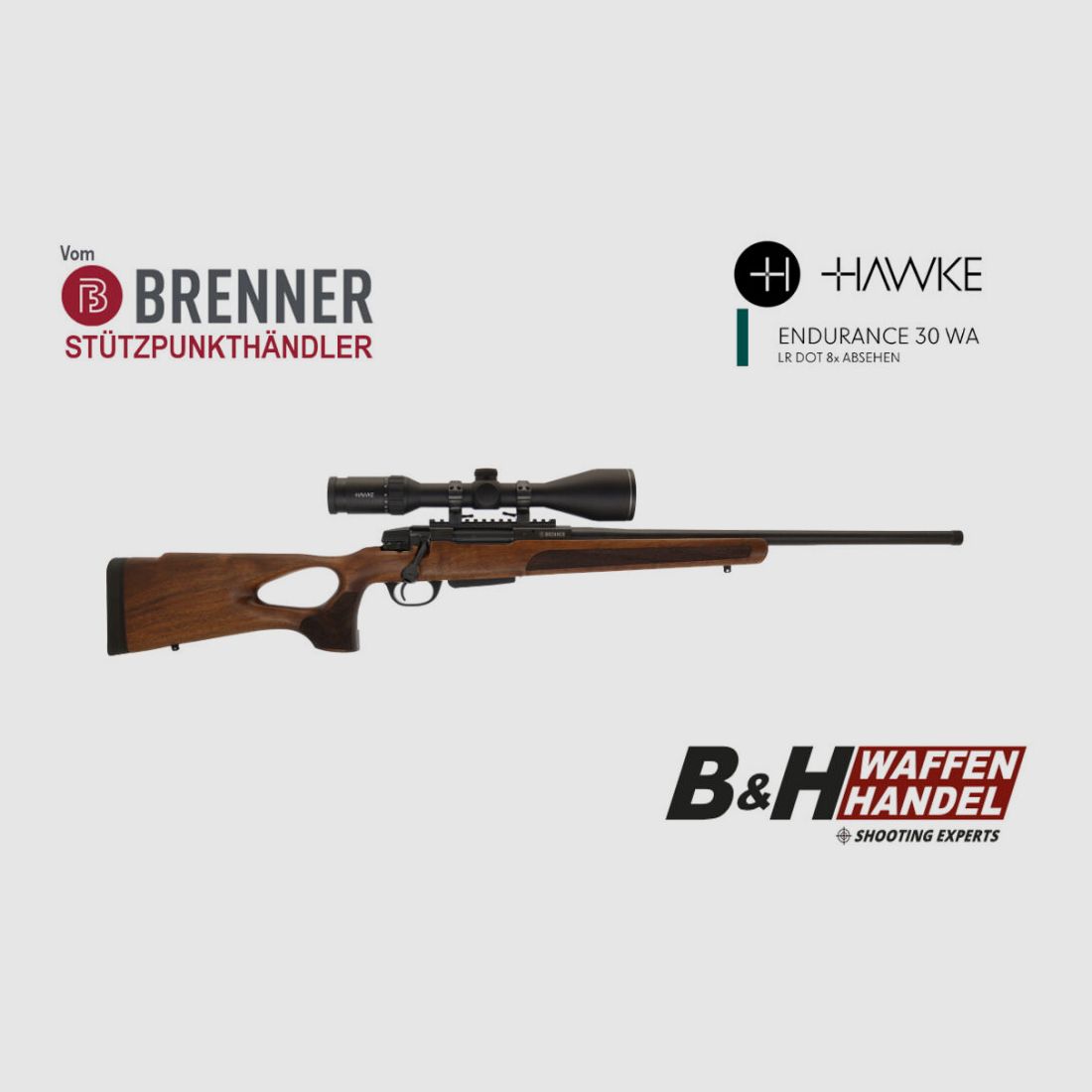 Brenner Komplettpaket: Brenner BR 20 Lochschaft mit Hawke Endurance 3-12x56