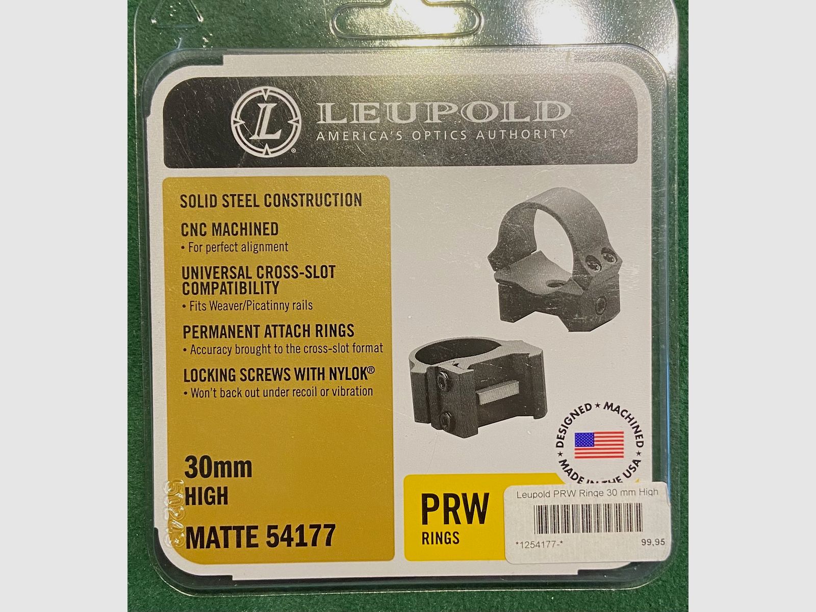 Leupold  Picatinny ANILLOS 30mm Alto (H=12,18mm) Acero, Mate