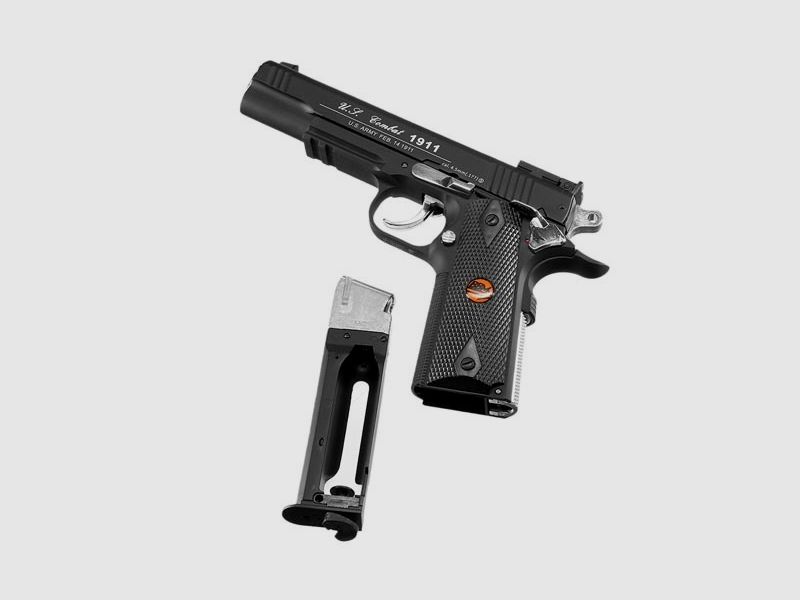 Bruni Guns US Combat M1911 CO2 Luftpistole Kal. 4,5mm BB Non Blowback mit Metallschlitten schwarz