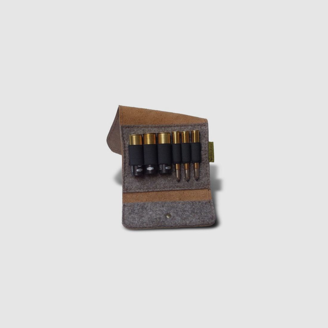 Forest owl combination rifle nubuck leather cartridge case