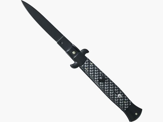 Cuchillo de resorte aspecto de fibra de carbono negro