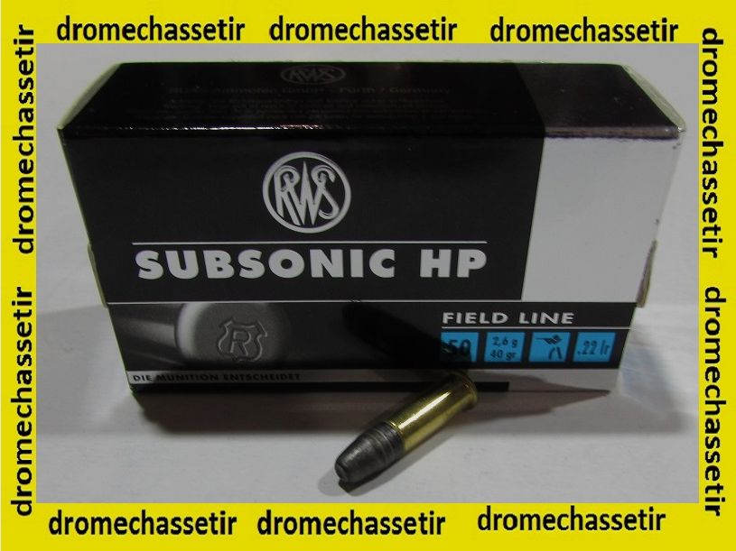 Box mit 50 Patronen Kal. 22lr, RWS Subsonic HP, 40 grains, Bild 1 von 2