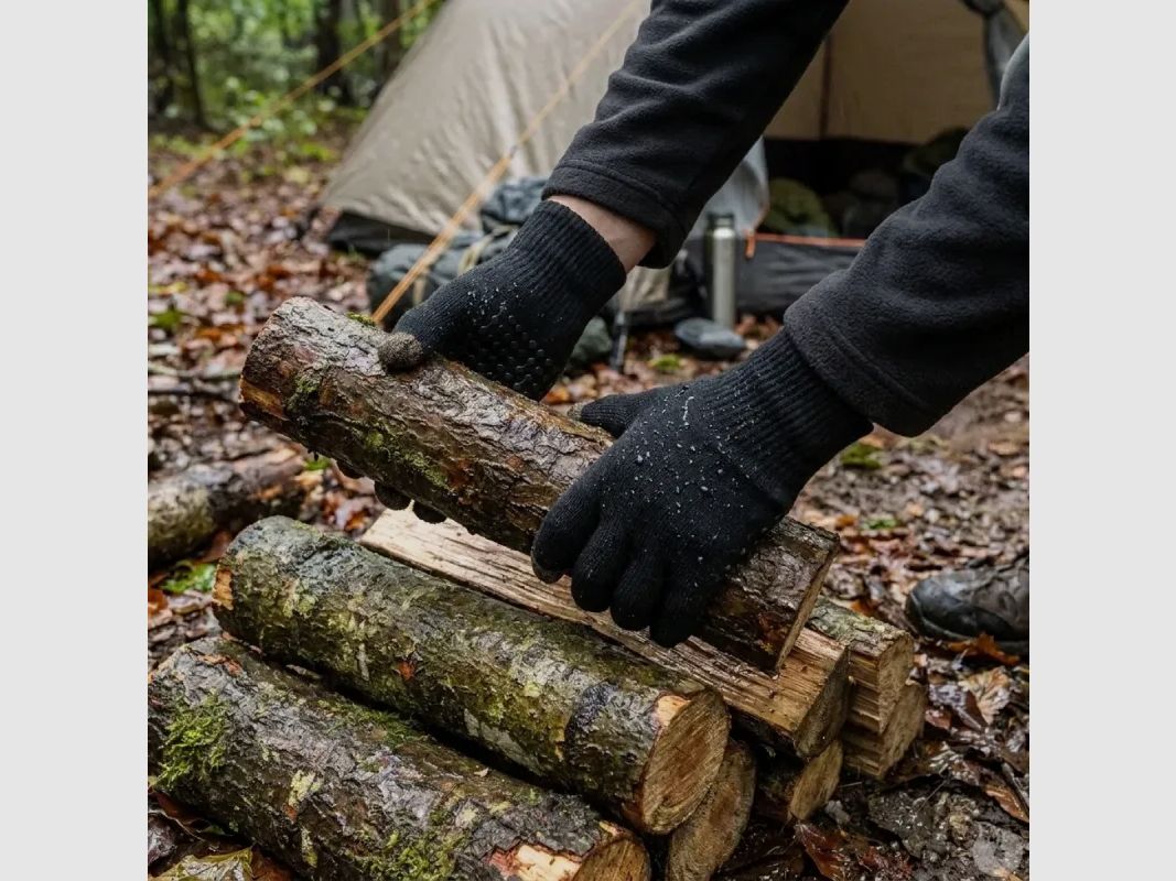 Waterproof sweat-resistant gloves nylon bamboo fibers black size 7 to 9, image 6 of 11