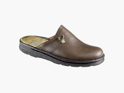 Chaussons en cuir avec motif de cerf, marron