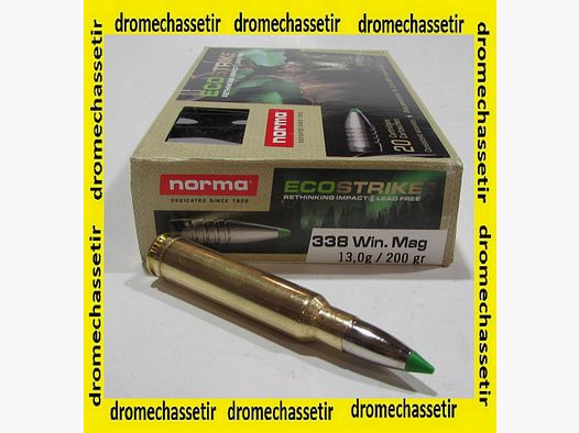 Scatola da 20 cartucce calibro .338 Winchester Magnum Norma Ecostrike 200 grani
