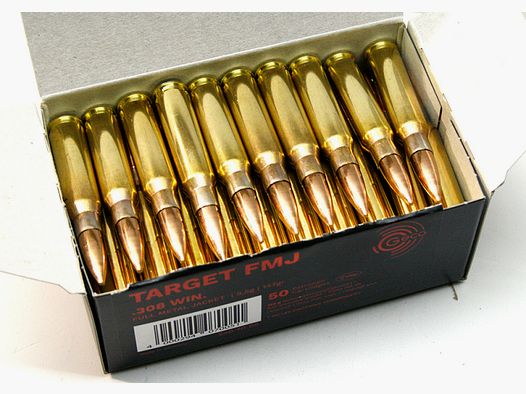 50 Schuss GECO .308 Win. 147gr 9,5g Vollmantel Munition Patronen TARGET made in Germany #2407005 NEU