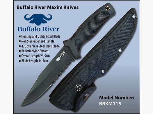 Buffalo River Hunting Knife BRKM-115 Black Titanium