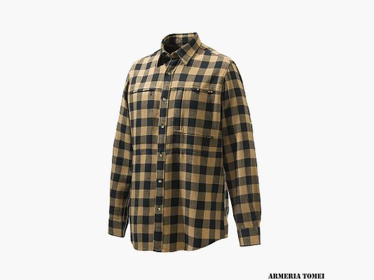 SHIRT – BERETTA – OVERSHIRT ZIPPERED POCKET Camel & Black Check