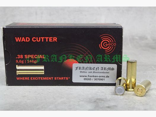 Geco .38 Special Wad Cutter 148gr. 9,6g 50 pièces Prix dégressifs