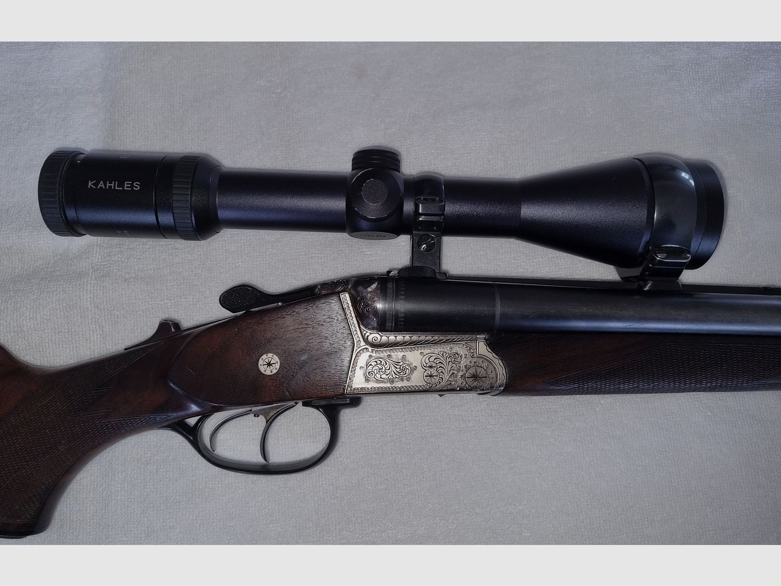 Krieghoff Drilling 7x65, Einstecklauf 22er Magnum, Kahles Zielfernrohr