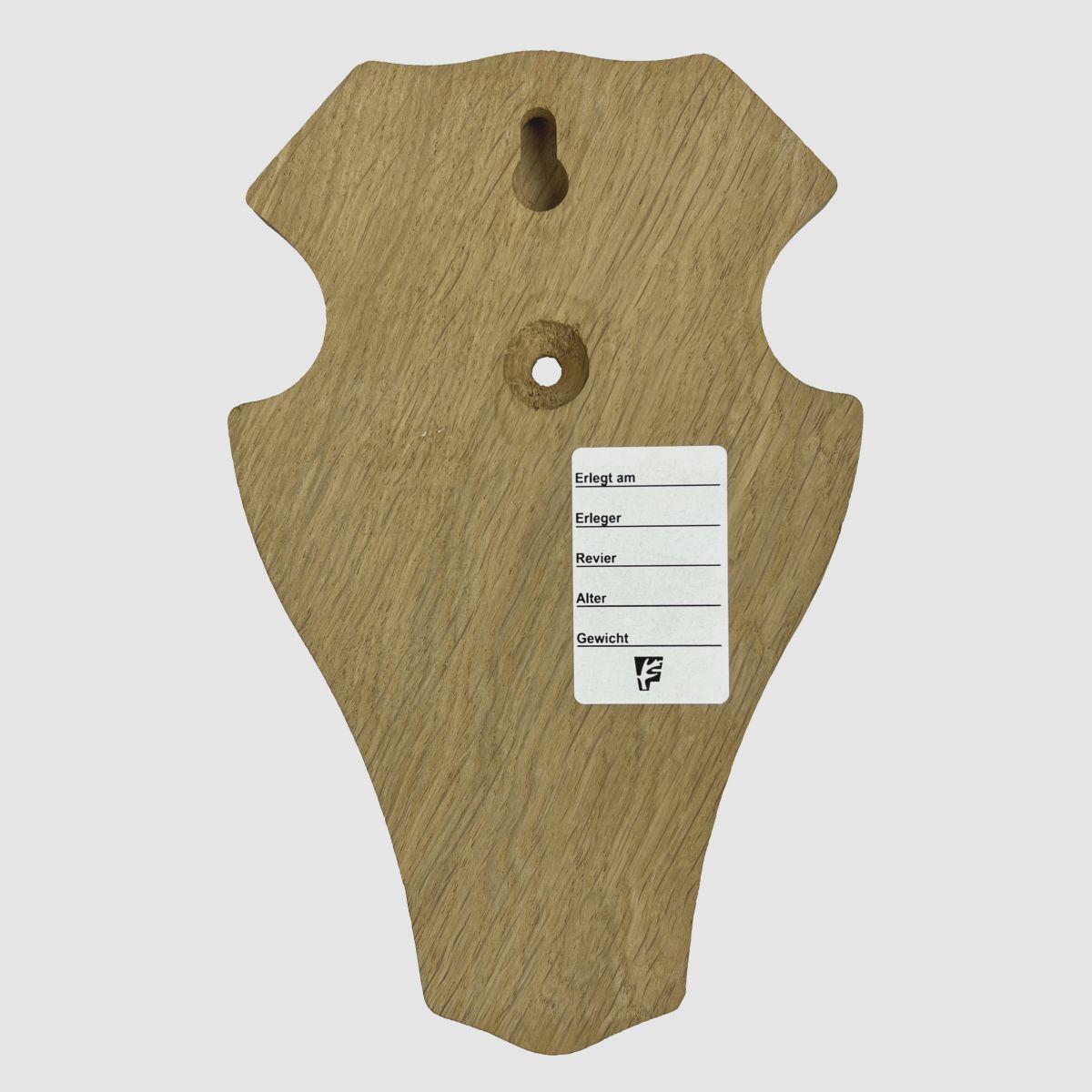 Gehörnbrett Reh 22x13 cm hell rund o. Kieferfach