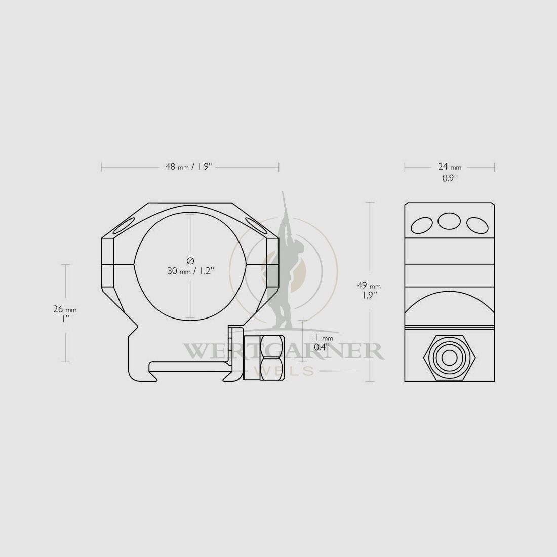 Hawke Tactical Ring Montagen Weaver 30mm medium, Bild 1 von 2