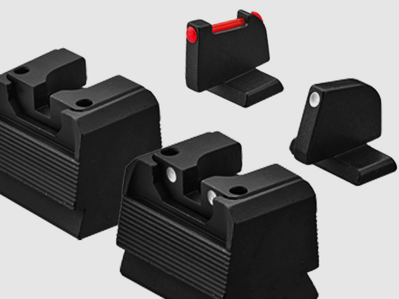 LPA Sights Red-Dot kompatibles Visier RDS Kontrast für WALTHER PDP Schwarz mit rotem Fiber-Korn