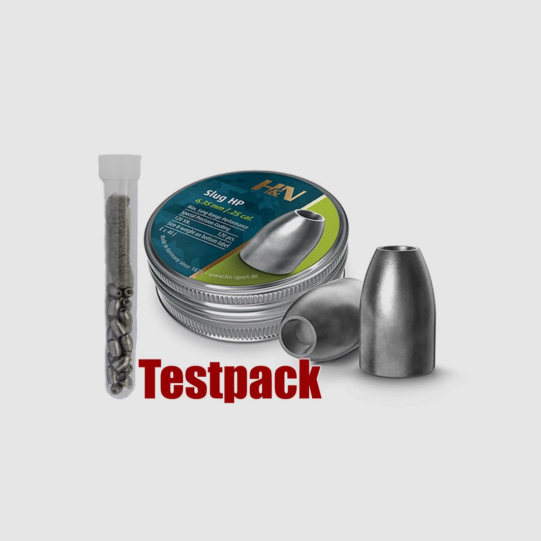 Testpack - H&N Slug HP Diabolo, Hohlspitz, glatt, 1,81 g, 28 gr, Kaliber 6,34 mm, 20 StĂĽck