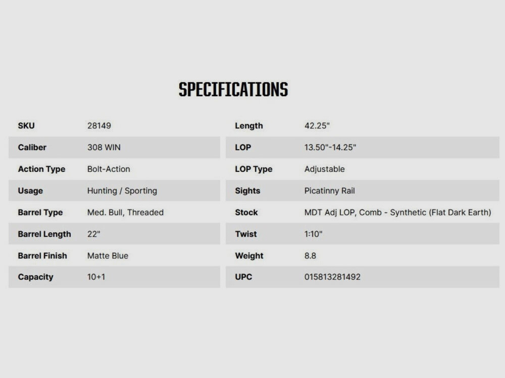 Mossberg Patriot LR Tactical 22" (22 inches) .308Win