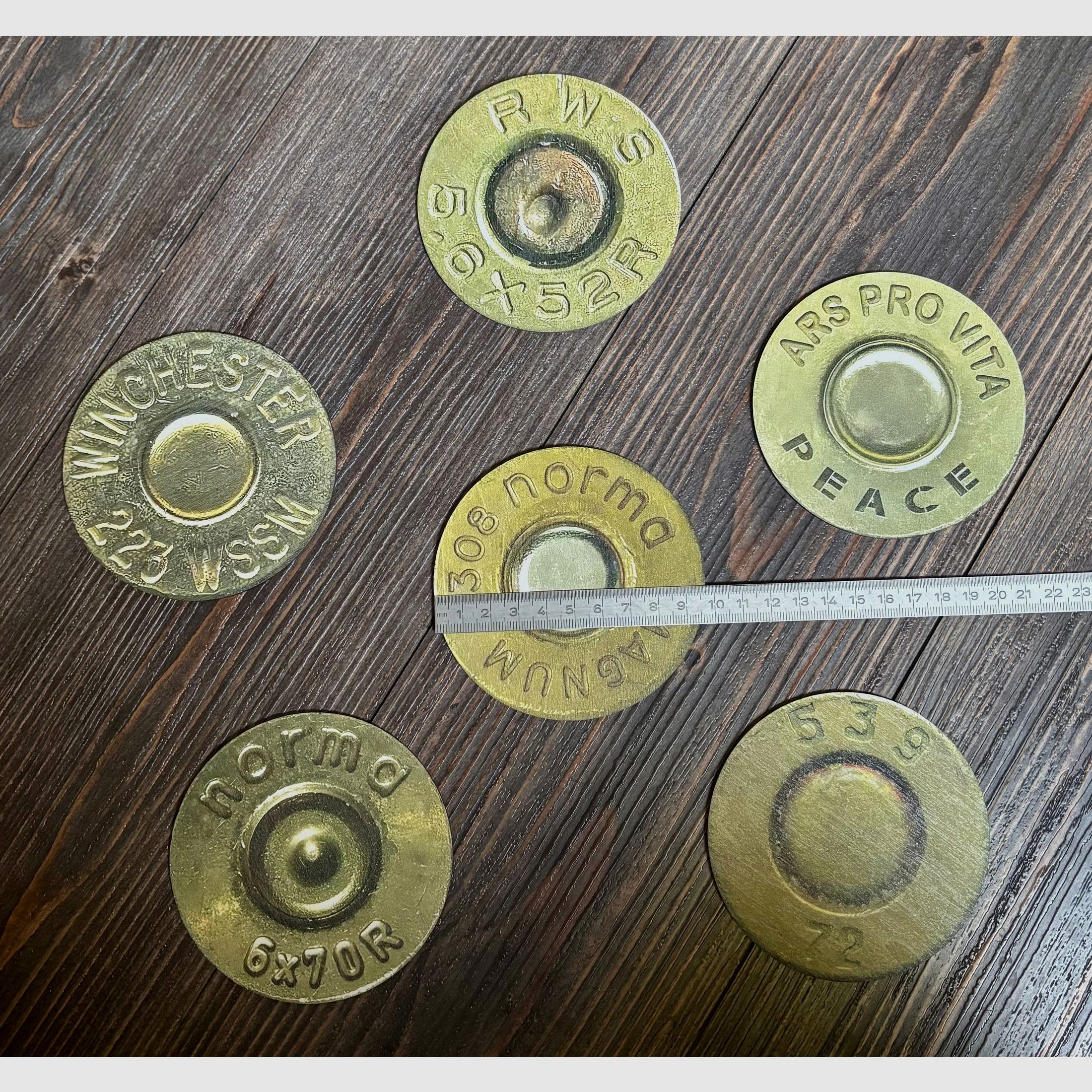 „Cartuchos“ posavasos, por ejemplo, para vasos de whisky, para la elegante sala de caza