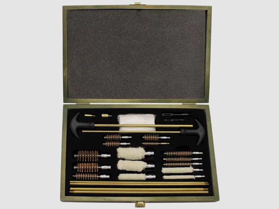 Weapon cleaning set, multi-caliber, 24 pcs. + wooden box