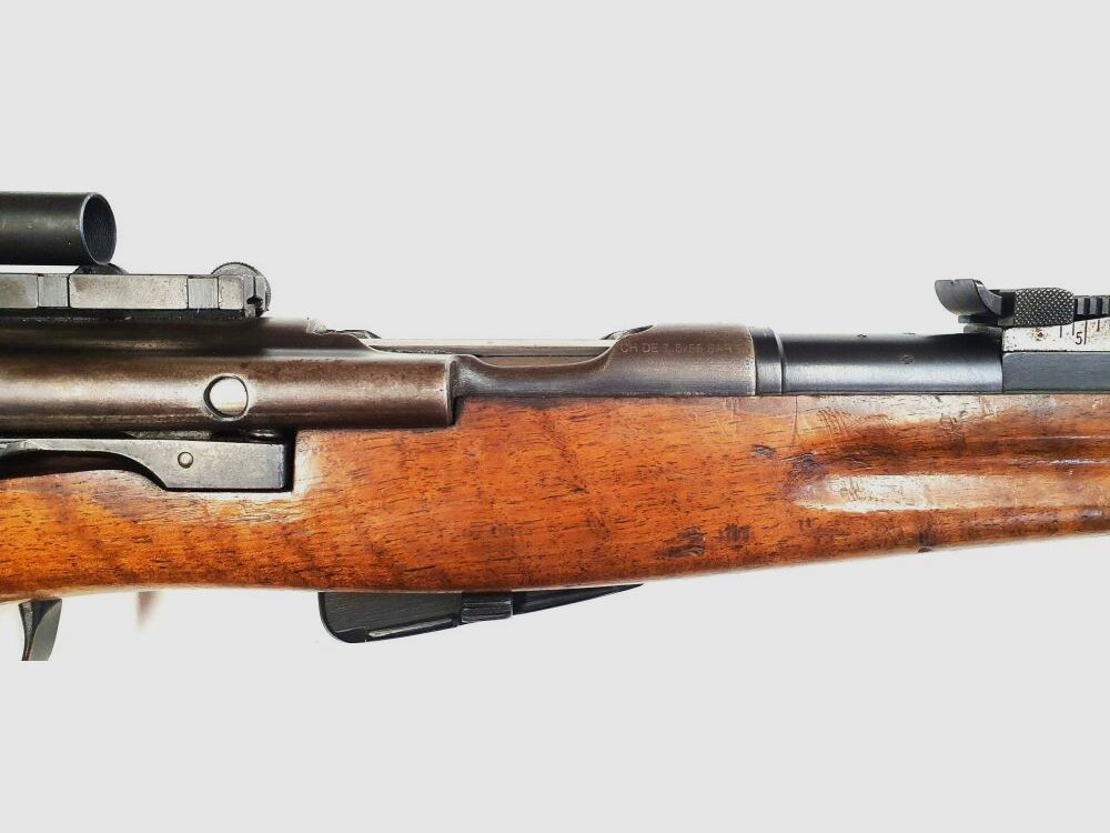 Usine d'armement de Berne carabine à répétition carabine de Berne IG1911 calibre 7,5x55 suisse numéro complet correspondant + dioptre