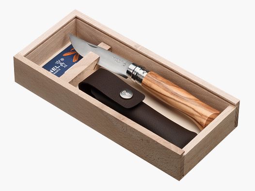 Cuchillo Opinel nº 8 Olive en set de regalo
