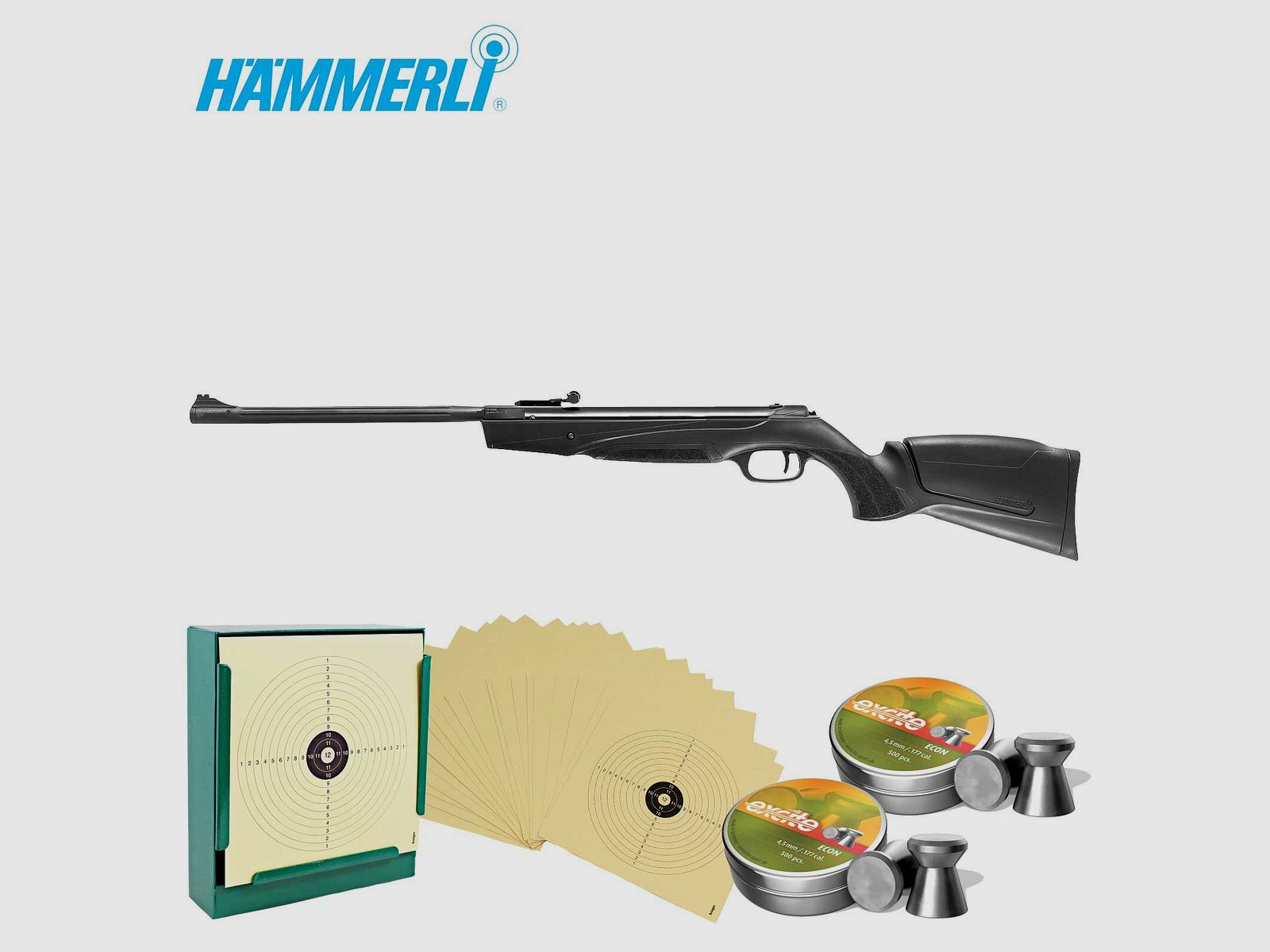 SET Luftgewehr Hämmerli Black Force 880 - 4,5 mm Diabolo (P18) + 1000 Diabolos + 100 Scheiben + Kugelfang
