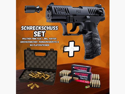 Set pistola a gas - Walther P22Q - 9 mm P.A.K. incluso valigetta e 100 colpi di munizioni