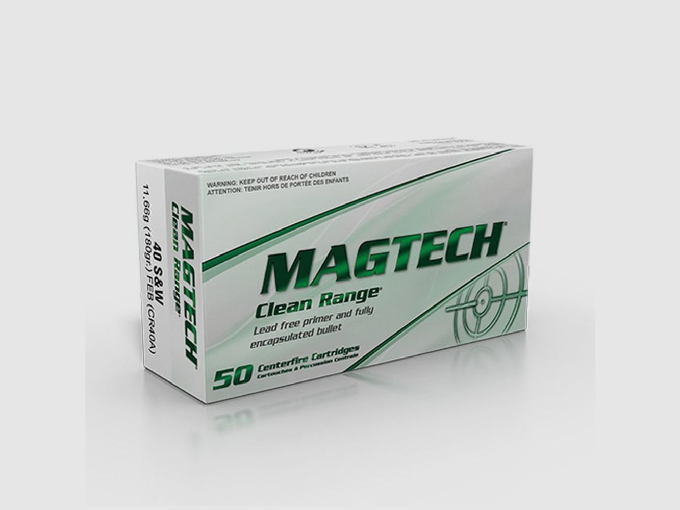 40 S&W Magtech Cleanrange FEB Tête Plate 180grs VE50