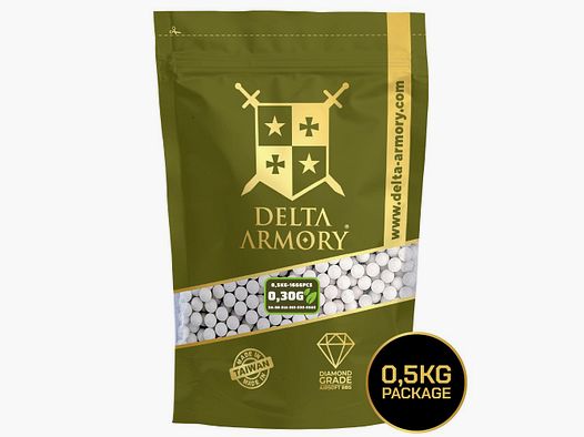 Airsoft Bio BB´s Kaliber 6mm - 0.30g Delta Armory Diamond Edition Weiss 1.666 Stück