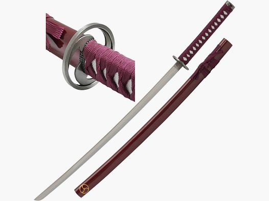 Spada da samurai rossa con fodero in legno